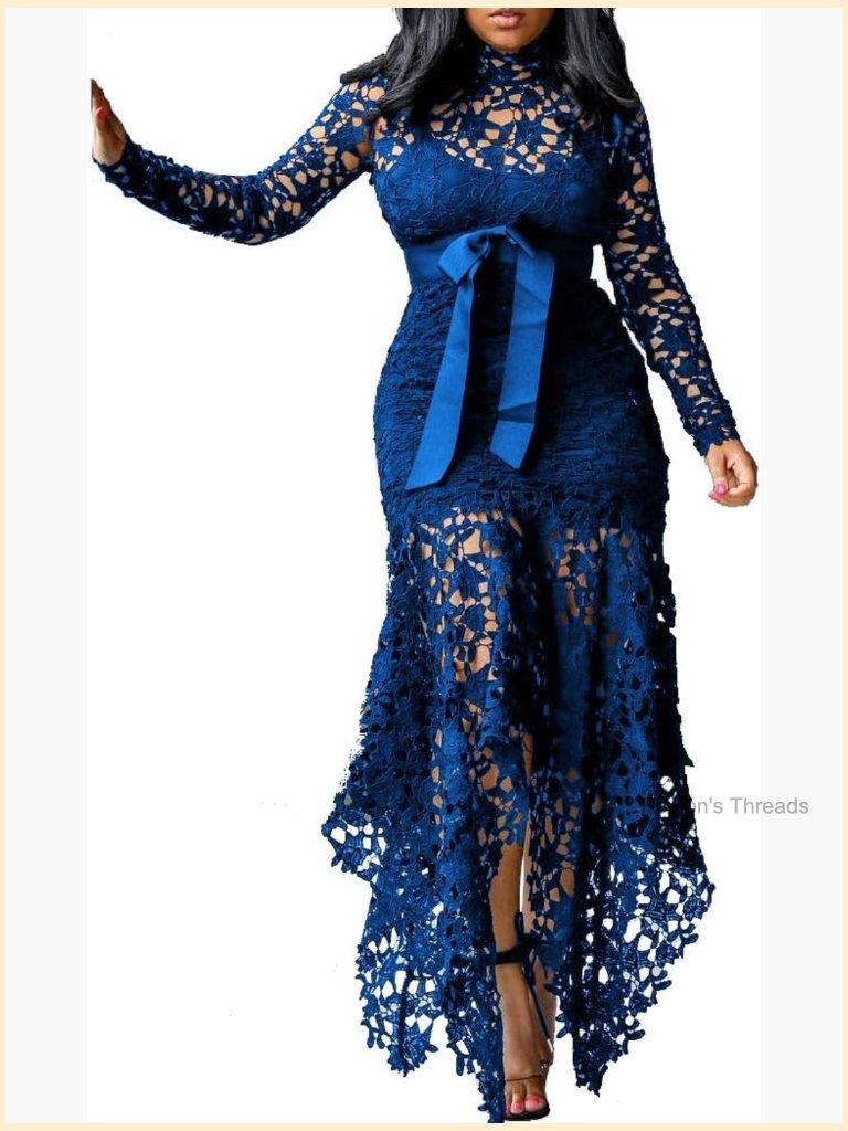 Hollow Lace-Up Asymmetrical Maxi Dress Party Evening